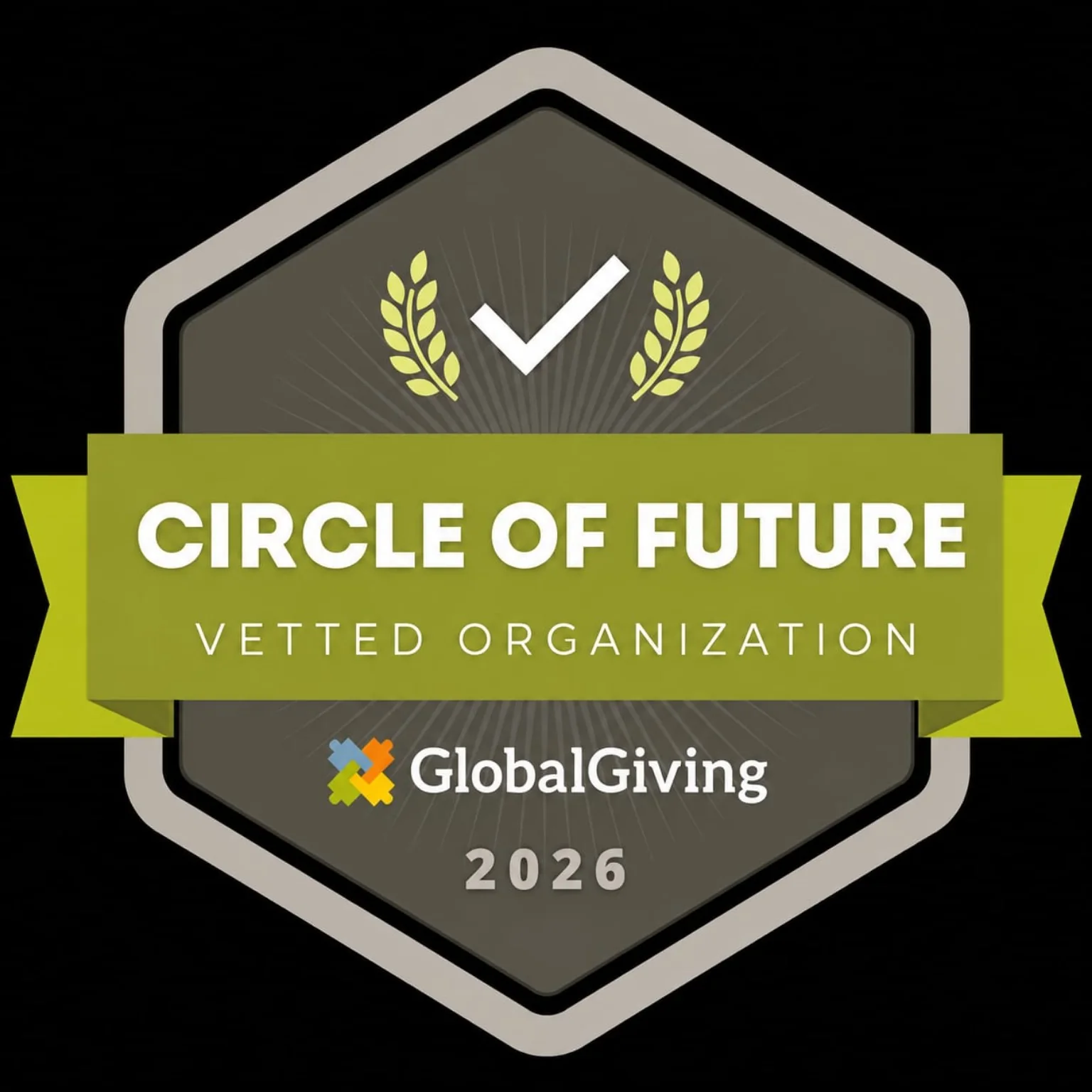Badge GlobalGiving Vetted Organization 2026 de Circle of Future